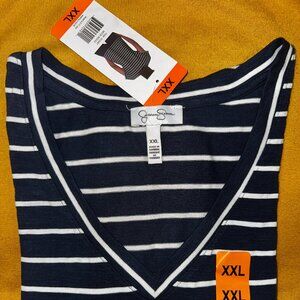 XXL-Jessica Simpson Indgo Blue Stripped Short Sleeve Shirt